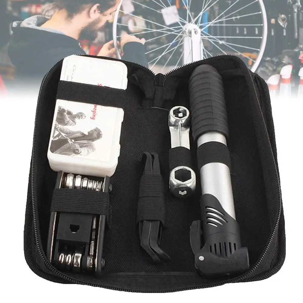 1 Set Bicycle Tools Bag Multi-function Folding Tire Repair Kits Multifunctional Kit Set With Pouch Pump For Bike Bicycle
1 Set Bicycle Tools Bag Multi-function Folding Tire Repair Kits Multifunctional Kit Set With Pouch Pump For Bike Bicycle