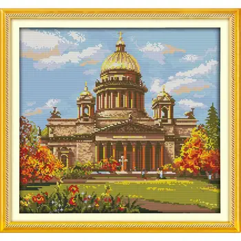 

Everlasting Love Castle (6) Chinese Cross Stitch Kits Ecological Cotton 11 CT Stamped Printed DIY Christmas Decorations For Home