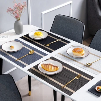 Creative Nordic PVC Heat Insulation Placemat Light Luxury Striped Table Mat Non Slip Placemats Bowl Coaster Home Hotel Mats 1PCS
Creative Nordic PVC Heat Insulation Placemat Light Luxury Striped Table Mat Non Slip Placemats Bowl Coaster Home Hotel Mats 1PCS