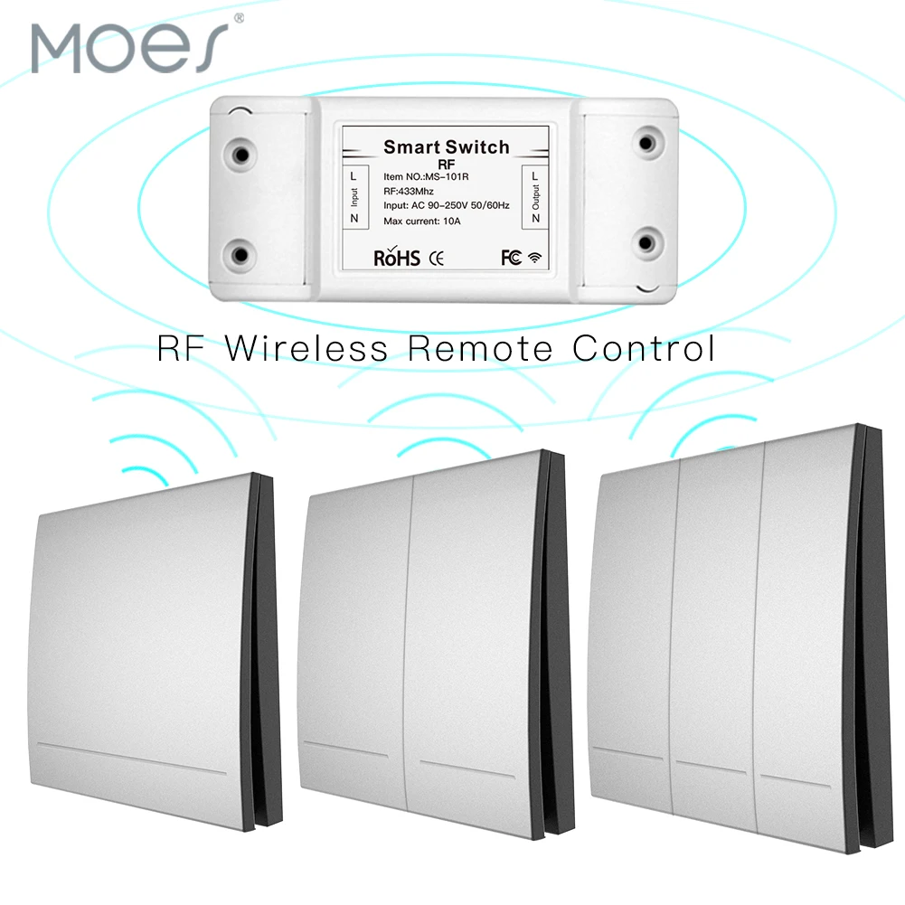 433Mhz Wireless RF Remote Control AC110V 220V Receiver Wall Panel Remote Transmitter. 
433Mhz Wireless RF Remote Control AC110V 220V Receiver Wall Panel Remote Transmitter.