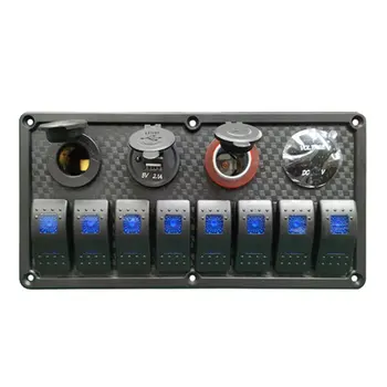 Waterproof 8 Gang Car Auto Boat Marine LED Rocker Switch Panel Circuit Breakers Voltmeter Dual USB Car Charger
Waterproof 8 Gang Car Auto Boat Marine LED Rocker Switch Panel Circuit Breakers Voltmeter Dual USB Car Charger