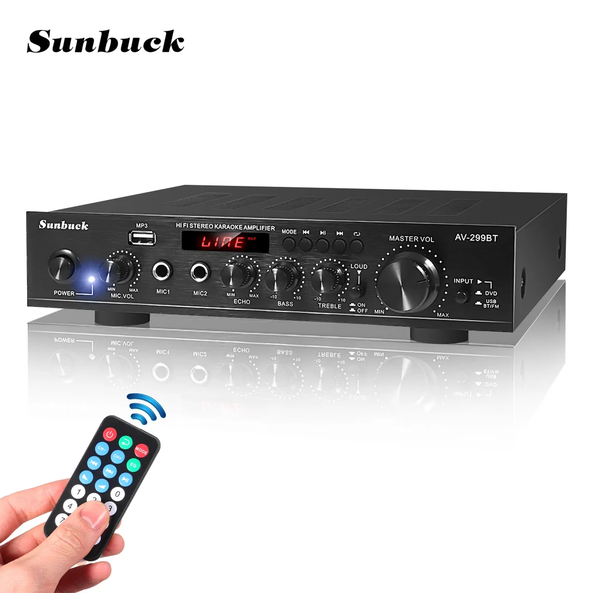 Усилители домашнего кинотеатра SUNBUCK, USB, FM 5,0, bluetooth, MP3, 2 микрофона, вход 2 канала, 2000 Вт, 50 Гц, стерео усилитель мощности
Усилители домашнего кинотеатра SUNBUCK, USB, FM 5,0, bluetooth, MP3, 2 микрофона, вход 2 канала, 2000 Вт, 50 Гц, стерео усилитель мощности