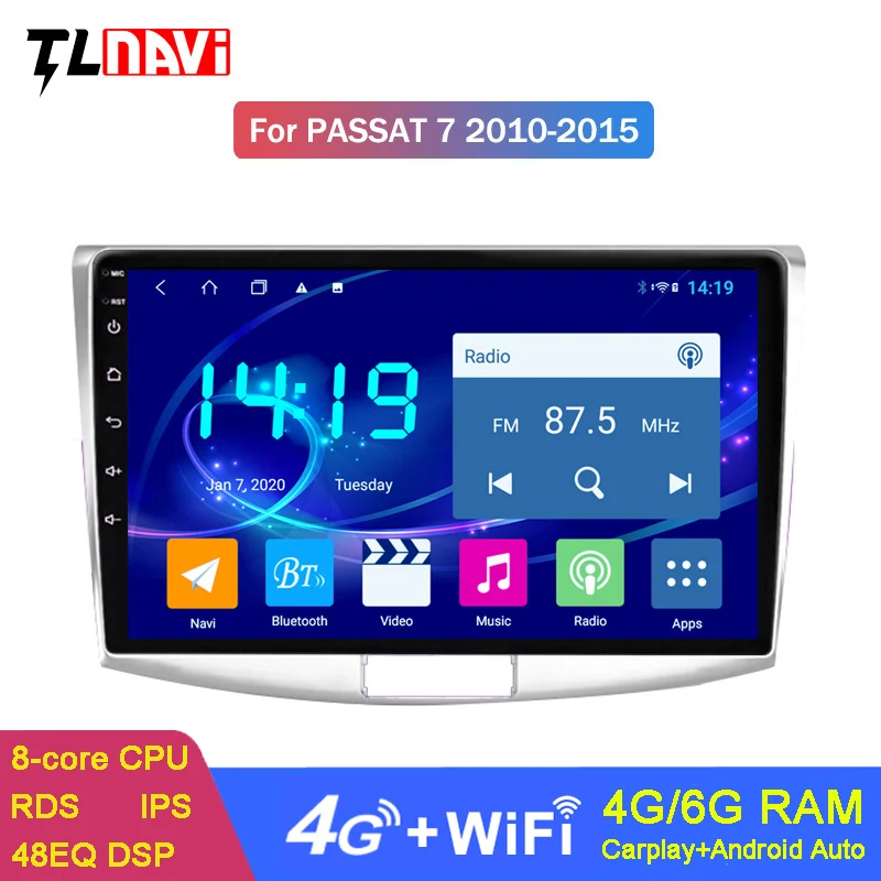 10 1 дюймов 6G + 128G Android для Volkswagen Magotan CC Passat 7 B7 2012-2018 Автомобильная GPS-навигация