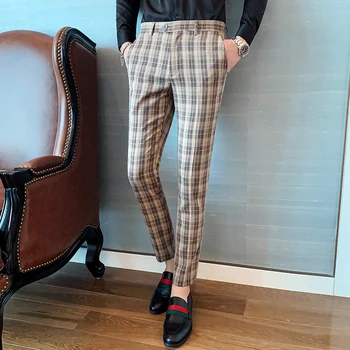 Formal Business Trousers Streetwear Clothing 2020 Men's Plaid Dress Pants Ankle Length Pantalon Homme Casual Slim Men Suit Pant
Formal Business Trousers Streetwear Clothing 2020 Men's Plaid Dress Pants Ankle Length Pantalon Homme Casual Slim Men Suit Pant