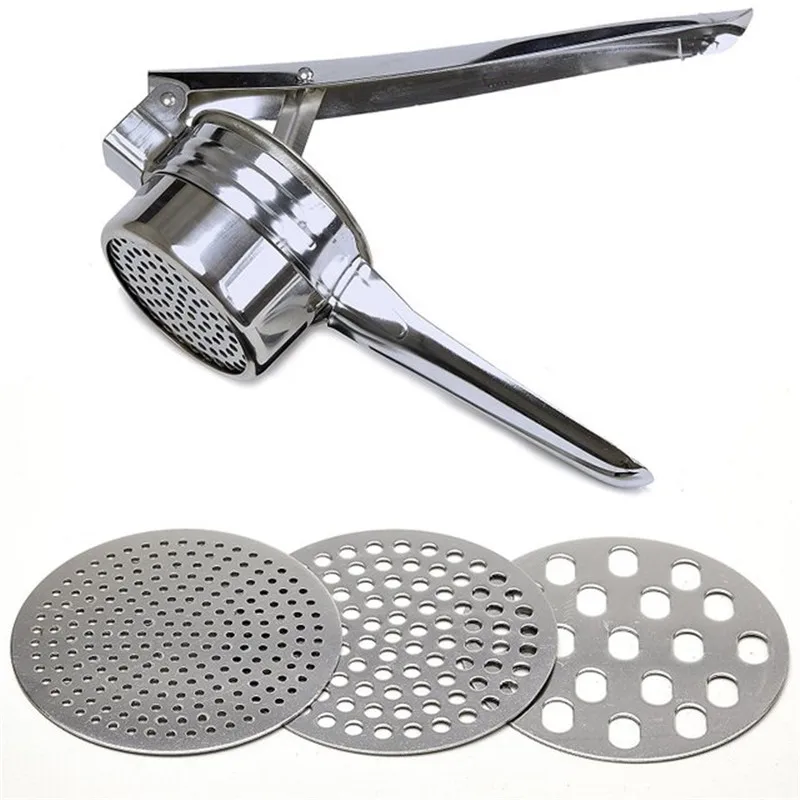 Stainless Steel Potato Ricer with 3 Interchangeable Fineness Discs Fruit Vegetable Tools Press Crusher kitchen tools | Дом и сад