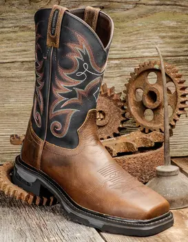 Winter new Fashion Men Pu Leather Slip-on Square Toe Platform Shoes Male Vintage Casual Western Boots Zapatos De Hombre 4M236 
Winter new Fashion Men Pu Leather Slip-on Square Toe Platform Shoes Male Vintage Casual Western Boots Zapatos De Hombre 4M236