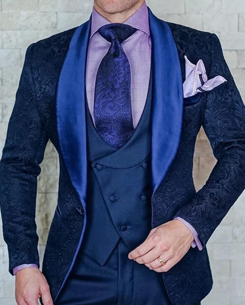 Мужской свадебный костюм из трех предметов черный пиджак под смокинг