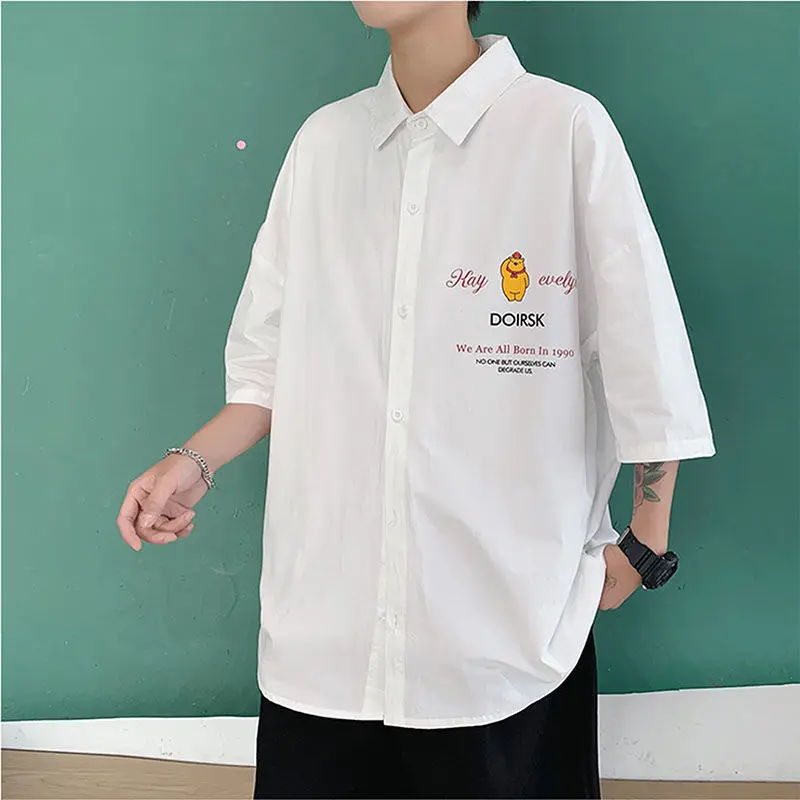 Summer cartoon bear Hong Kong style short-sleeved shirt men's loose trend casual shirt sun protection clothing shirt
Summer cartoon bear Hong Kong style short-sleeved shirt men's loose trend casual shirt sun protection clothing shirt