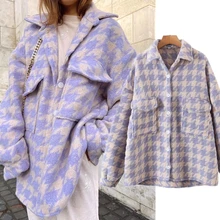 

Withered Winter Jacket Women Ins Fashion Blogger High Street Plaid Loose Pockets Oversize Woollen Boyfriend Long Shirt Coat Tops