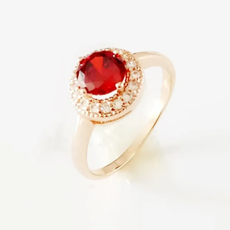 Фото Red Stone Women Wedding Rings Luxury Jewelry Trendy Rose Gold Color Jewellery Round Shape Engagement Ring Designs for | Украшения и