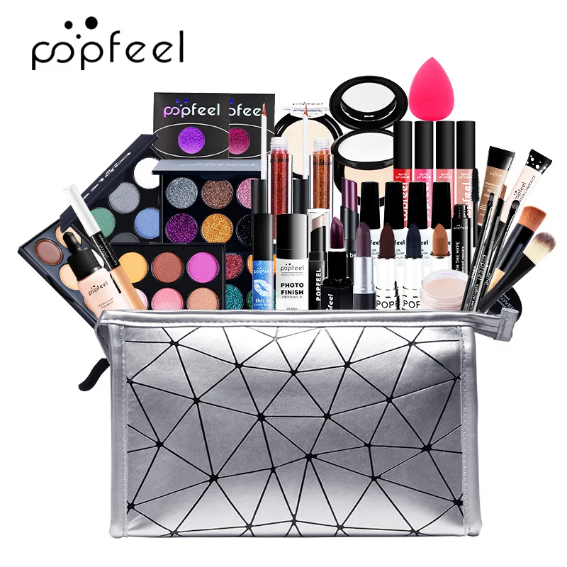 Professional Makeup Set Shining Eyeshadow Palette Lip Gloss Foundation Lipstick Kits Waterproof Base Cosmetics make up brush bag
Professional Makeup Set Shining Eyeshadow Palette Lip Gloss Foundation Lipstick Kits Waterproof Base Cosmetics make up brush bag