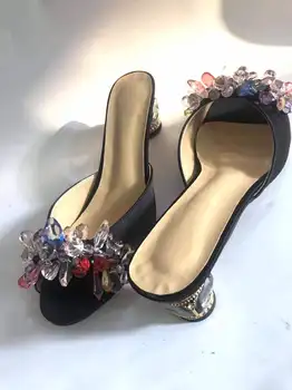 Colorful Crystal Decor Open Toe Summer Dress Mules Beading High Heel Shoes Women Genuine Leather
Colorful Crystal Decor Open Toe Summer Dress Mules Beading High Heel Shoes Women Genuine Leather