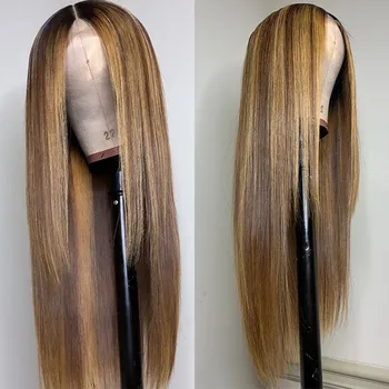 

Indian Remy Human Hair Highlight Ombre Lace Front Wigs for Women Full Lace 180Density Silky Straight Human Hair Wigs Preplucked