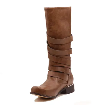 Thigh high boots Women Winter Warm Punk Neutral Med Heels Boots Cool Retro Belt Buckles Shoes Plus size 35-43 Feminina Wellies 
Thigh high boots Women Winter Warm Punk Neutral Med Heels Boots Cool Retro Belt Buckles Shoes Plus size 35-43 Feminina Wellies