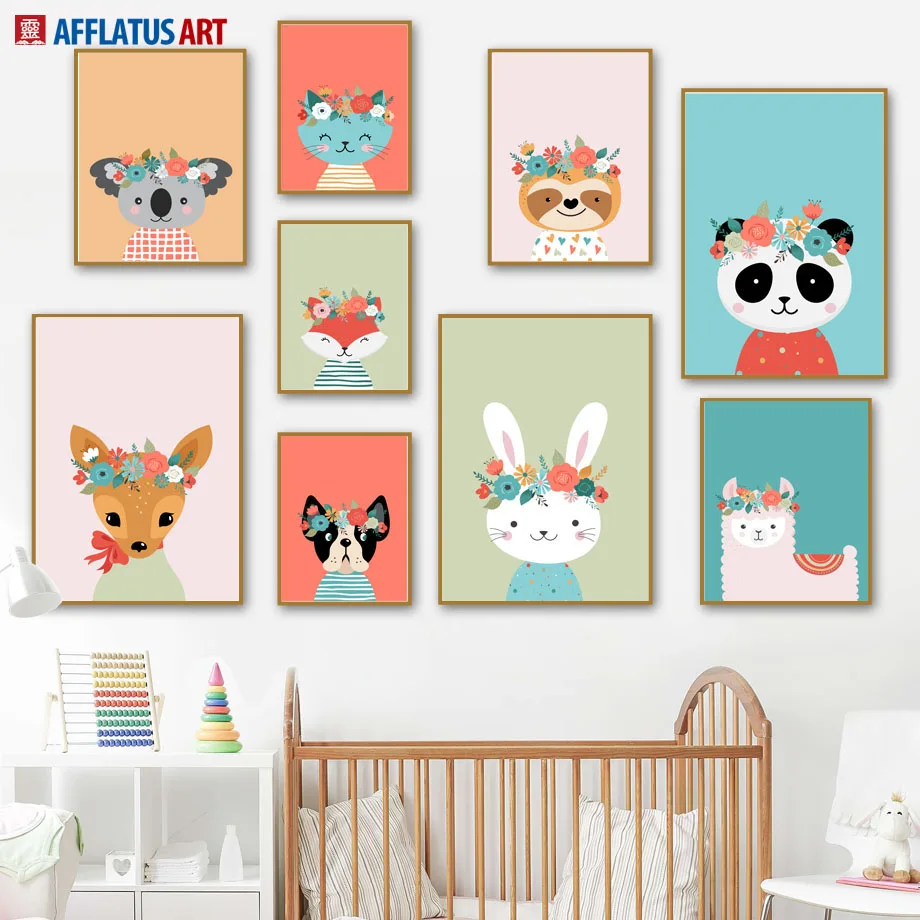 Cute Koala Rabbit Fox Alpaca Sloth Flower Wall Art Canvas Painting Nordic Posters And Prints Wall Pictures Baby Kids Room Decor 
Cute Koala Rabbit Fox Alpaca Sloth Flower Wall Art Canvas Painting Nordic Posters And Prints Wall Pictures Baby Kids Room Decor