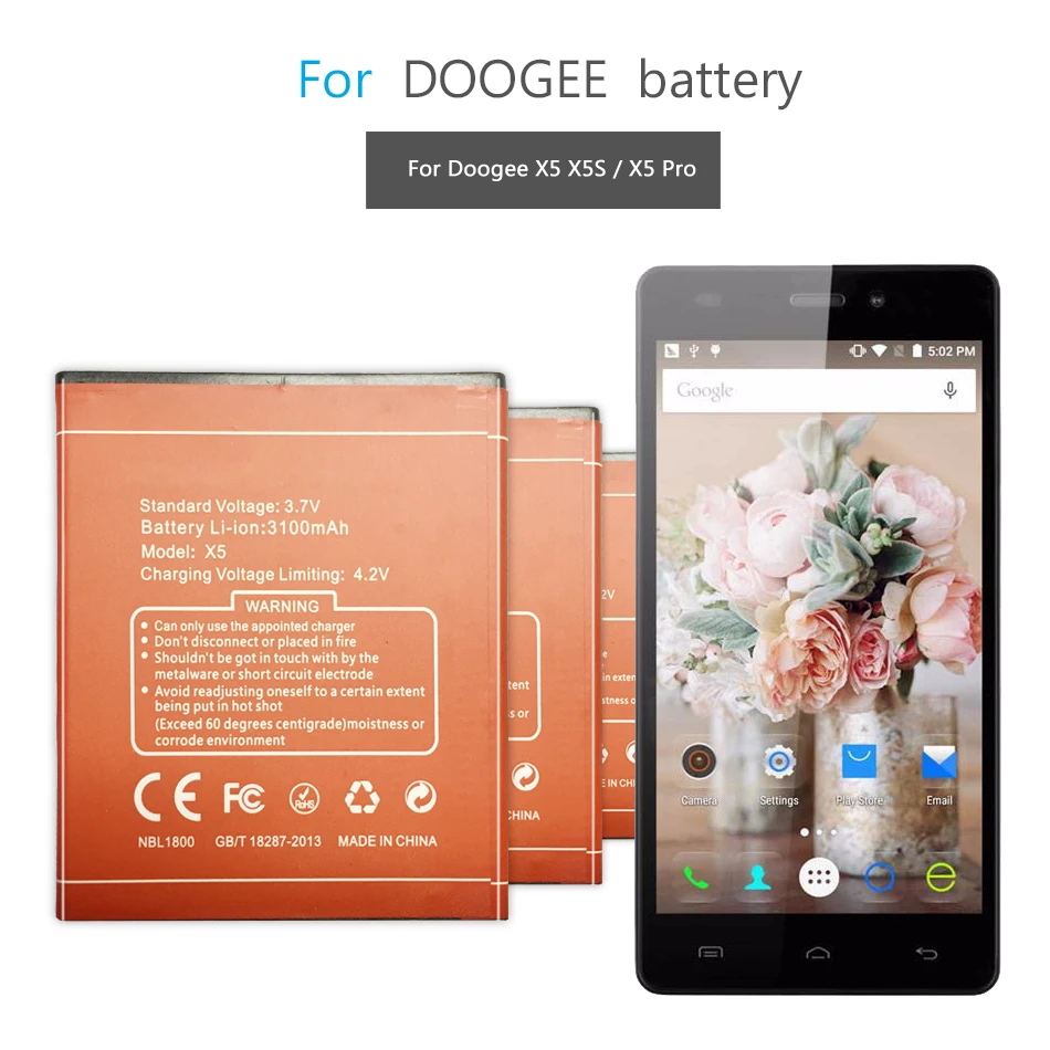 For DOOGEE X5 Cell Phone Batteries Rechargeable Lithium Polymer Battery | Мобильные телефоны и аксессуары