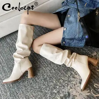 Coolcept Knee High Boots For Women Fashion Riding Botas Warm Winter Shoes Women Square Toe Casual Female Footwear Size 34-40
Coolcept Knee High Boots For Women Fashion Riding Botas Warm Winter Shoes Women Square Toe Casual Female Footwear Size 34-40