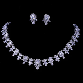 

EMMAYA NEW HOT SALE WOMEN AAA ZIRCON LITTLE SQUARE CLEAR CZ BRIDAL SET FOR LUXURY WEDDING CHOKER NECKLACE JEWELRY SETS