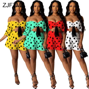 Polka Dot Sexy Two Piece Set Summer Outfits for Women Slash Neck Backless Drawstring Crop Top and High Waist Shorts Sweat Suits
Polka Dot Sexy Two Piece Set Summer Outfits for Women Slash Neck Backless Drawstring Crop Top and High Waist Shorts Sweat Suits