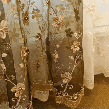 Coffee Luxury Nail pearl embroidered window curtains for living room tulle European embossed floral beige curtain fabric 
Coffee Luxury Nail pearl embroidered window curtains for living room tulle European embossed floral beige curtain fabric