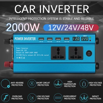 Multifunctional Digital Display Inverter DC12V/24V/48V/60V To AC 220V Car Inverter Dual Display Solar Inverter Socket With 4 USB
Multifunctional Digital Display Inverter DC12V/24V/48V/60V To AC 220V Car Inverter Dual Display Solar Inverter Socket With 4 USB