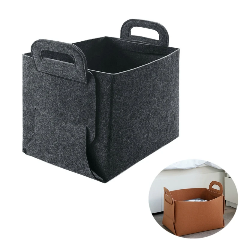 

Folded Felt Storage Basket Tea Table Sundries Storage Basket Cloth Felt Storage Box Bedroom Socks Organise Holder