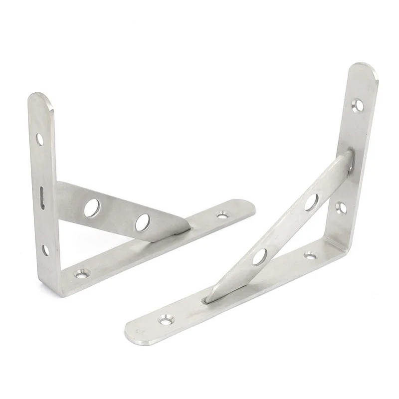 

20mm Width Stainless Steel L Shaped Right Angle Shelf Brackets 2 Pcs