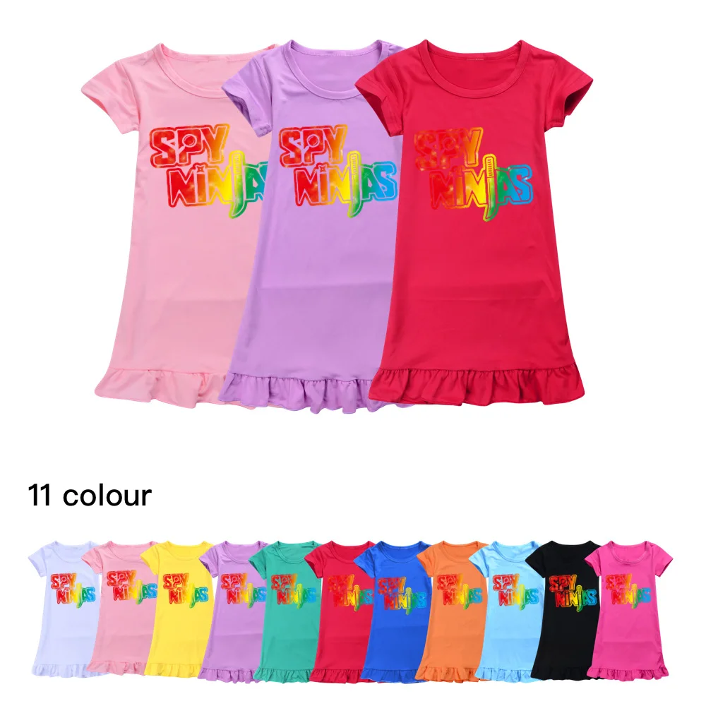 

Платье шпионского ниндзя для девочек, платье с коротким рукавом для девочек, Милая Детская одежда, детские платья, пижамы для маленьких девочек