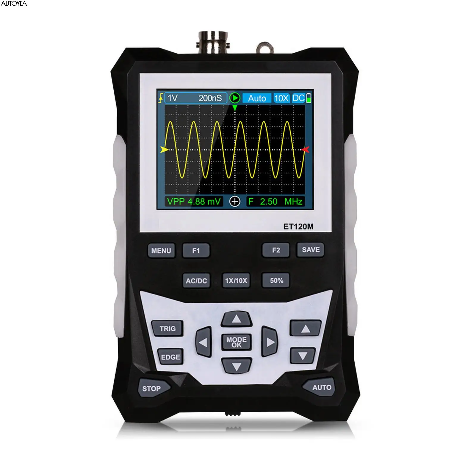 ET120M Digital Oscilloscope with Backlight 120 MHz Bandwidth 500 MS/s Sampling Rate Analog Waveform Oscilloscope Handheld
ET120M Digital Oscilloscope with Backlight 120 MHz Bandwidth 500 MS/s Sampling Rate Analog Waveform Oscilloscope Handheld