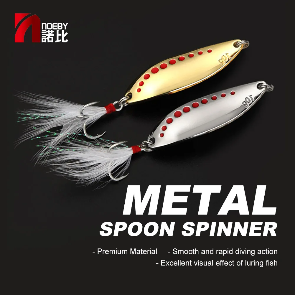 

3Pcs NOEBY Spinner Spoon Fishing Lure 10g 15g 20g Metal Spinner Hard Bait Spoon Luminous Feather Sequins Cast Jig Fishing Lure