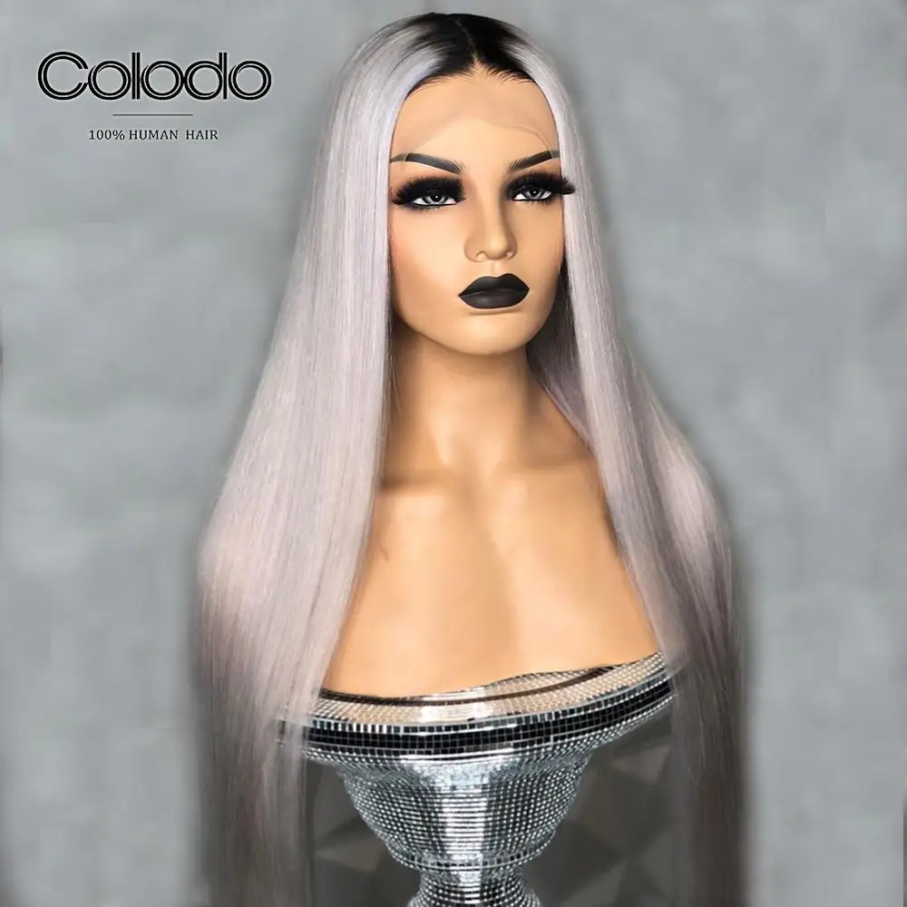 COLODO Light Silver Human Hair Wigs Pre Plucked Ombre 1b Roots Brazilian Remy 13x4 Grey Straight Lace Front Wig for Black Women
COLODO Light Silver Human Hair Wigs Pre Plucked Ombre 1b Roots Brazilian Remy 13x4 Grey Straight Lace Front Wig for Black Women