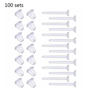100 SetsHypoallergenic Simple Plastic Earrings Clear Ear Pins Needle and Resin Earring Backs DIY Ear Accessories 
100 SetsHypoallergenic Simple Plastic Earrings Clear Ear Pins Needle and Resin Earring Backs DIY Ear Accessories