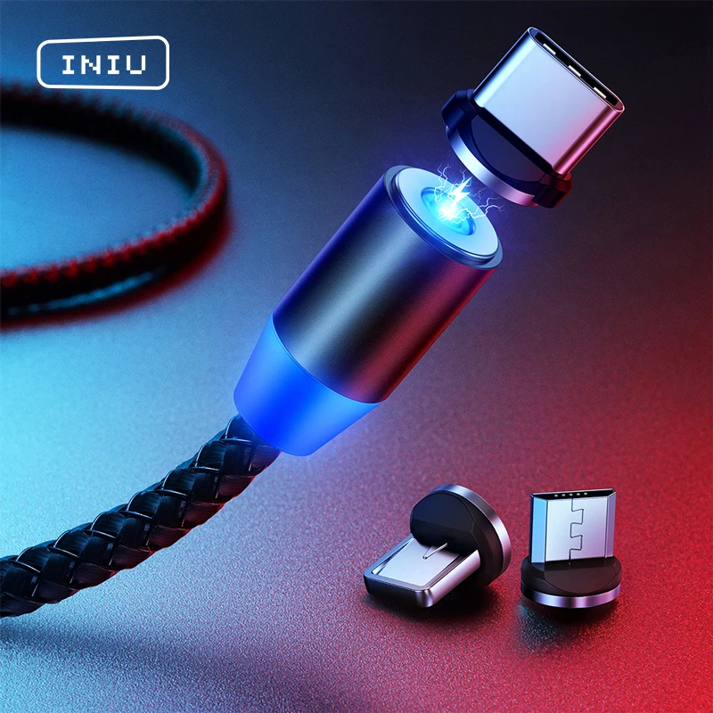 Магнитный кабель INIU 2 м Micro USB Type C для быстрой зарядки магнитное зарядное