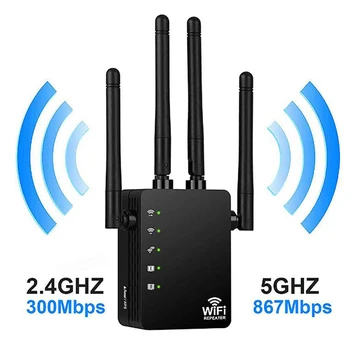 Dual-Band 1200Mbps Wireless Wifi Repeater Router 2.4/5G 4Antenna Wi-Fi Range Extender Wi-Fi Routers Home Network Home Supplies
Dual-Band 1200Mbps Wireless Wifi Repeater Router 2.4/5G 4Antenna Wi-Fi Range Extender Wi-Fi Routers Home Network Home Supplies