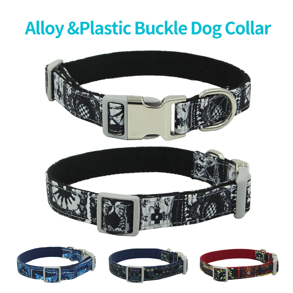 Basic Dog Collar Personality Vintage Printed Adjustable Comfortable Soft Cloth Pet Collars Alloy And Plastic Buckle Pet Chains
Basic Dog Collar Personality Vintage Printed Adjustable Comfortable Soft Cloth Pet Collars Alloy And Plastic Buckle Pet Chains