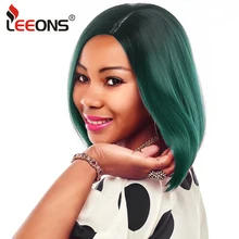 

Leeons 14Inch Synthetic Ombre Two Tone Bob Machine Made Wig Shoulder Length Silky Straight Hair 8Colors Lady African Style Wigs