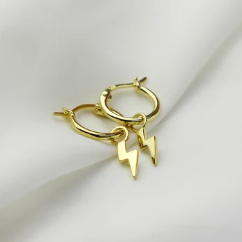 GHIDBK Lightning Bolt Pendant Huggie Hoop Earring in 925 Sterling Silver Minimalist Charming Earring Circles Street Style Hoops 
GHIDBK Lightning Bolt Pendant Huggie Hoop Earring in 925 Sterling Silver Minimalist Charming Earring Circles Street Style Hoops