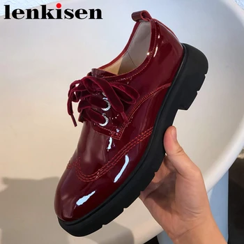 Lenkisen full grain leather round toe med heel thick bottom British school vintage style young lady daily wear summer pumps L91
Lenkisen full grain leather round toe med heel thick bottom British school vintage style young lady daily wear summer pumps L91