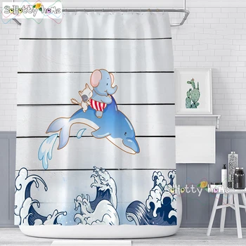 Lovely Dolphin Staying With Kitten Elephant Surfing Printing Shower Curtain Polyester Waterproof Cloth Shower Curtains Bathroom
Lovely Dolphin Staying With Kitten Elephant Surfing Printing Shower Curtain Polyester Waterproof Cloth Shower Curtains Bathroom