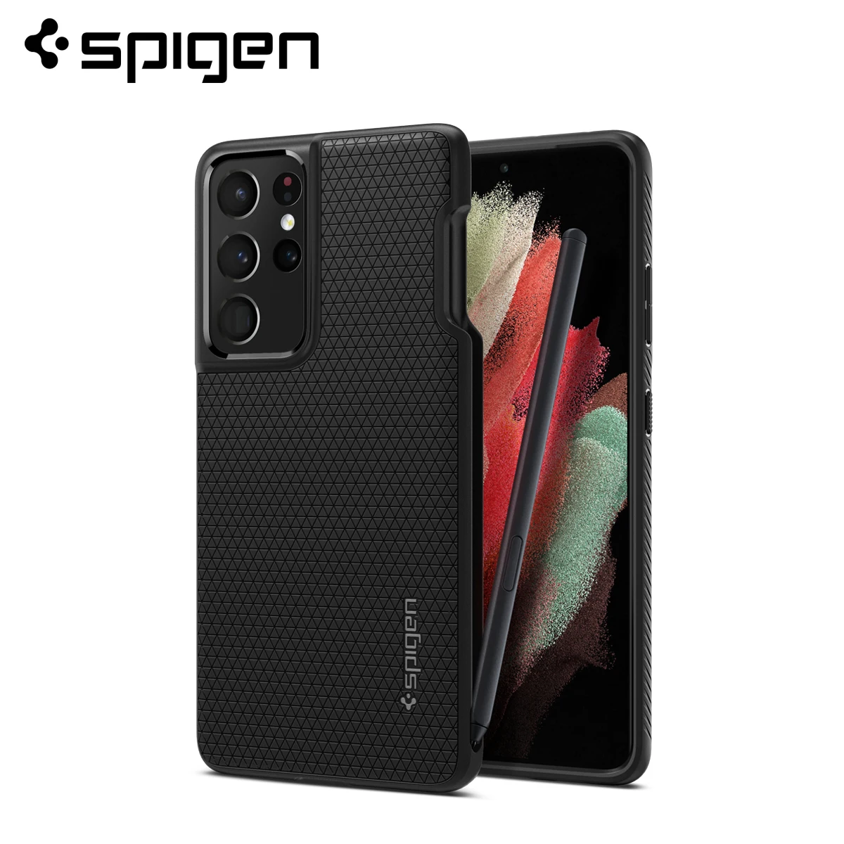 Чехол Spigen Liquid Air (Pen Edition) для Samsung Galaxy S21 Ultra (6 8 дюйма)-матовый черный нескользящий