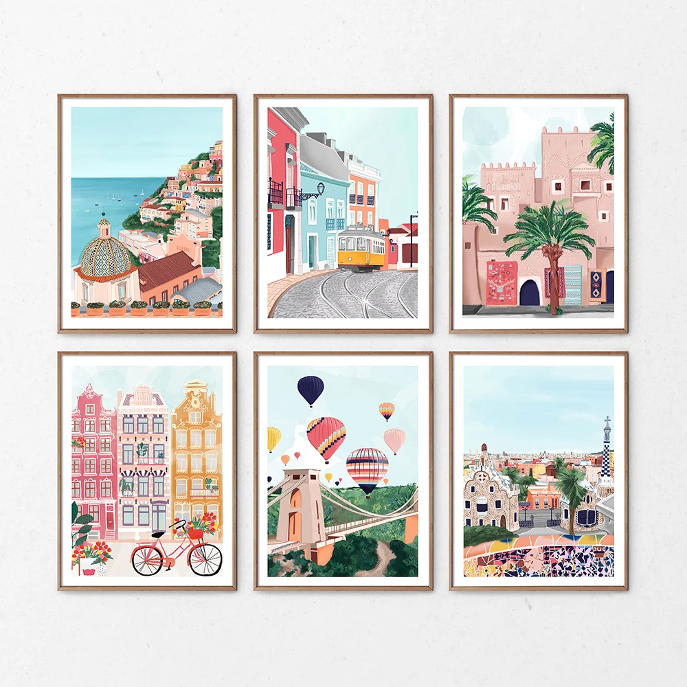 Nordic Travel Poster Cartoon City Sea View And Nature Landscape Home Decoration Canvas Painting Wall Art Picture For Living Room
Nordic Travel Poster Cartoon City Sea View And Nature Landscape Home Decoration Canvas Painting Wall Art Picture For Living Room