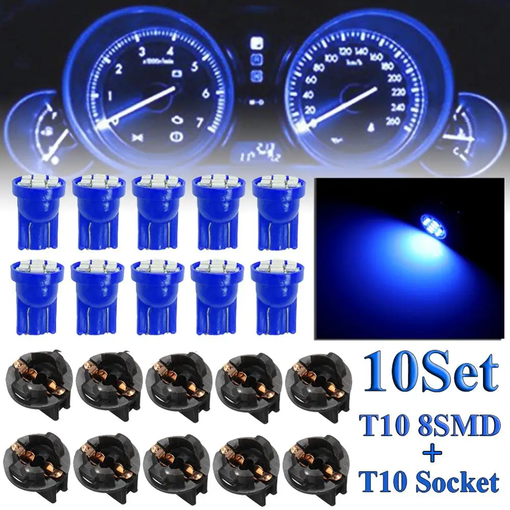 Hot sales NEW 10 pcs Blue T10 LED Bulb Instrument Panel Cluster Dash Light + Twist Lock Sockets Fast delivery Dropshipping CSV 
Hot sales NEW 10 pcs Blue T10 LED Bulb Instrument Panel Cluster Dash Light + Twist Lock Sockets Fast delivery Dropshipping CSV