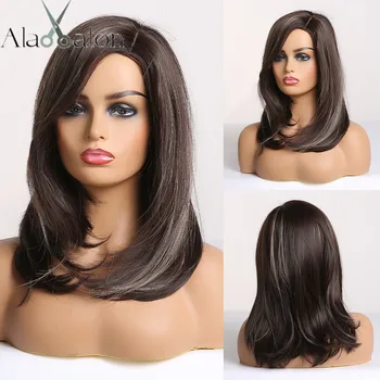 ALAN EATON Women's Synthetic Wig Medium Wavy Layered Hairstyle Mixed Dark Brown with Ash Highlight Full Wigs Side Part Cosplay 
ALAN EATON Women's Synthetic Wig Medium Wavy Layered Hairstyle Mixed Dark Brown with Ash Highlight Full Wigs Side Part Cosplay