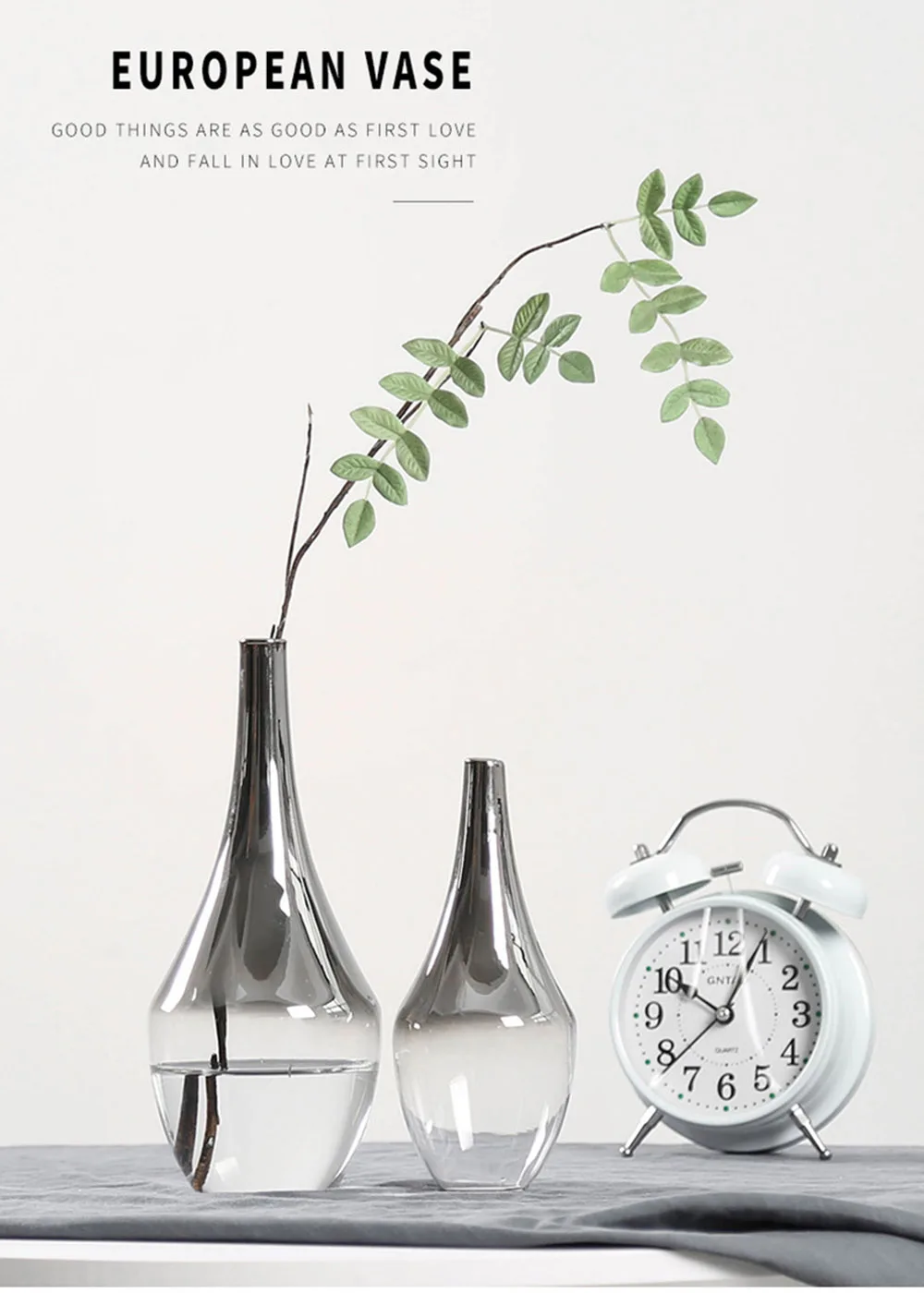 Nordic Glass Vase Silver Gradient Dried Nordic Flower Vase Decoration Home Decoration Plants Pots Furnishing Christmas Gift 5