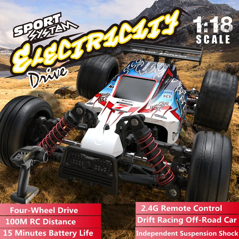 45KM/H High Speed Off-Road RC Car 100M Four-Wheel Drive Independent Suspension Shock 2.4G Remote Control Drift Racing Car Toy
45KM/H High Speed Off-Road RC Car 100M Four-Wheel Drive Independent Suspension Shock 2.4G Remote Control Drift Racing Car Toy