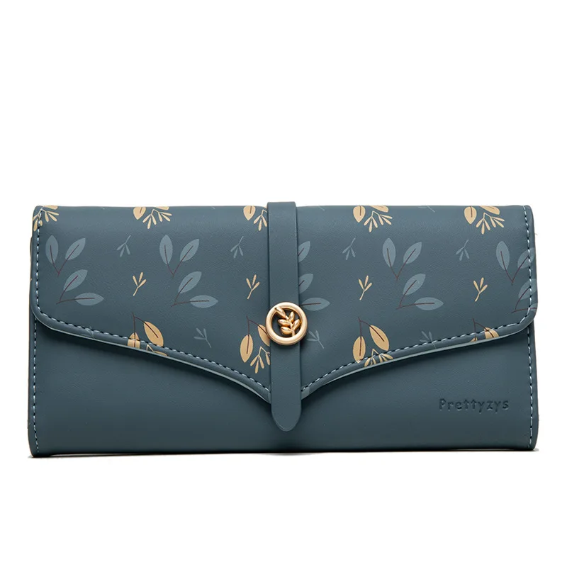 

Trendy New Women's Long Wallets with Printed Buckles Simple Clutches Large-capacity Tri-fold Purse
