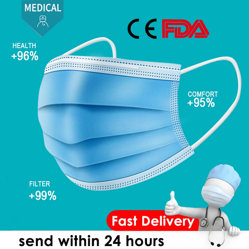 3 layer Mask 50pcs Face Mouth Masks Non Woven Disposable Anti Dust Meltblown cloth Masks Earloops Masks 100pcs
3 layer Mask 50pcs Face Mouth Masks Non Woven Disposable Anti Dust Meltblown cloth Masks Earloops Masks 100pcs