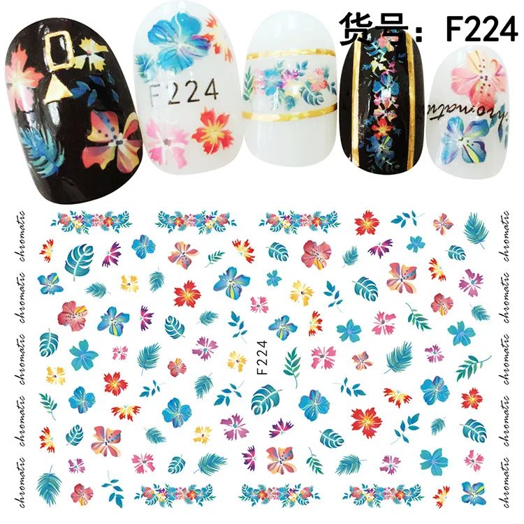 Клейкие 3d наклейки для ногтей Flower Glory фольга фотографий милый мультяшный дизайн