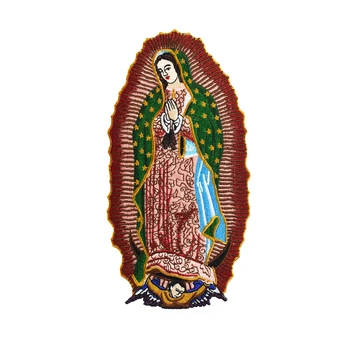 

Blessed Virgin Mary Goddess Embroidery Patches for Clothing DIY Stripes Applique Motorcycle Jacket Iron on Badge
