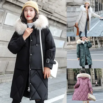 Winter Jacket Parkas Solid color Women's Outerwear Long Coats Hooded Fur Collar Thick Warm pocket cotton-padded Jackets #0901
Winter Jacket Parkas Solid color Women's Outerwear Long Coats Hooded Fur Collar Thick Warm pocket cotton-padded Jackets #0901
